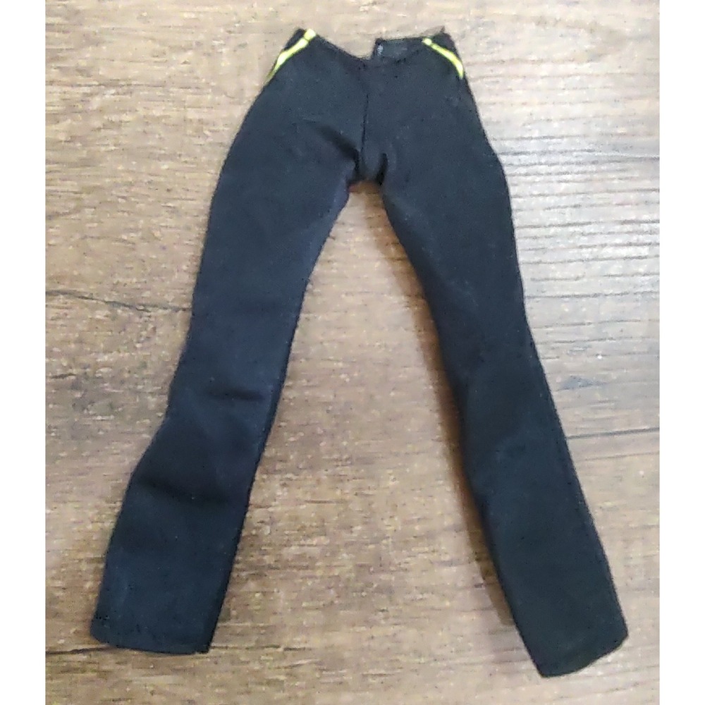 Barbie Doll Fashion Black Pants Bright Yellow Pocket Trim Z32